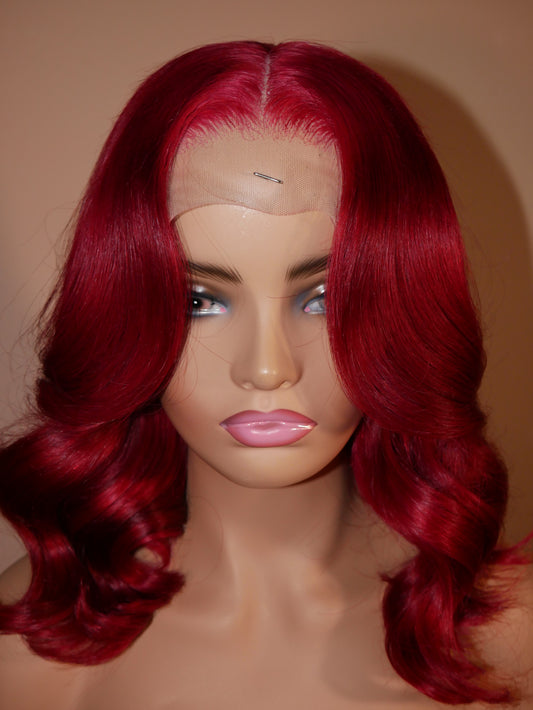 5x5 Red Closure Wig